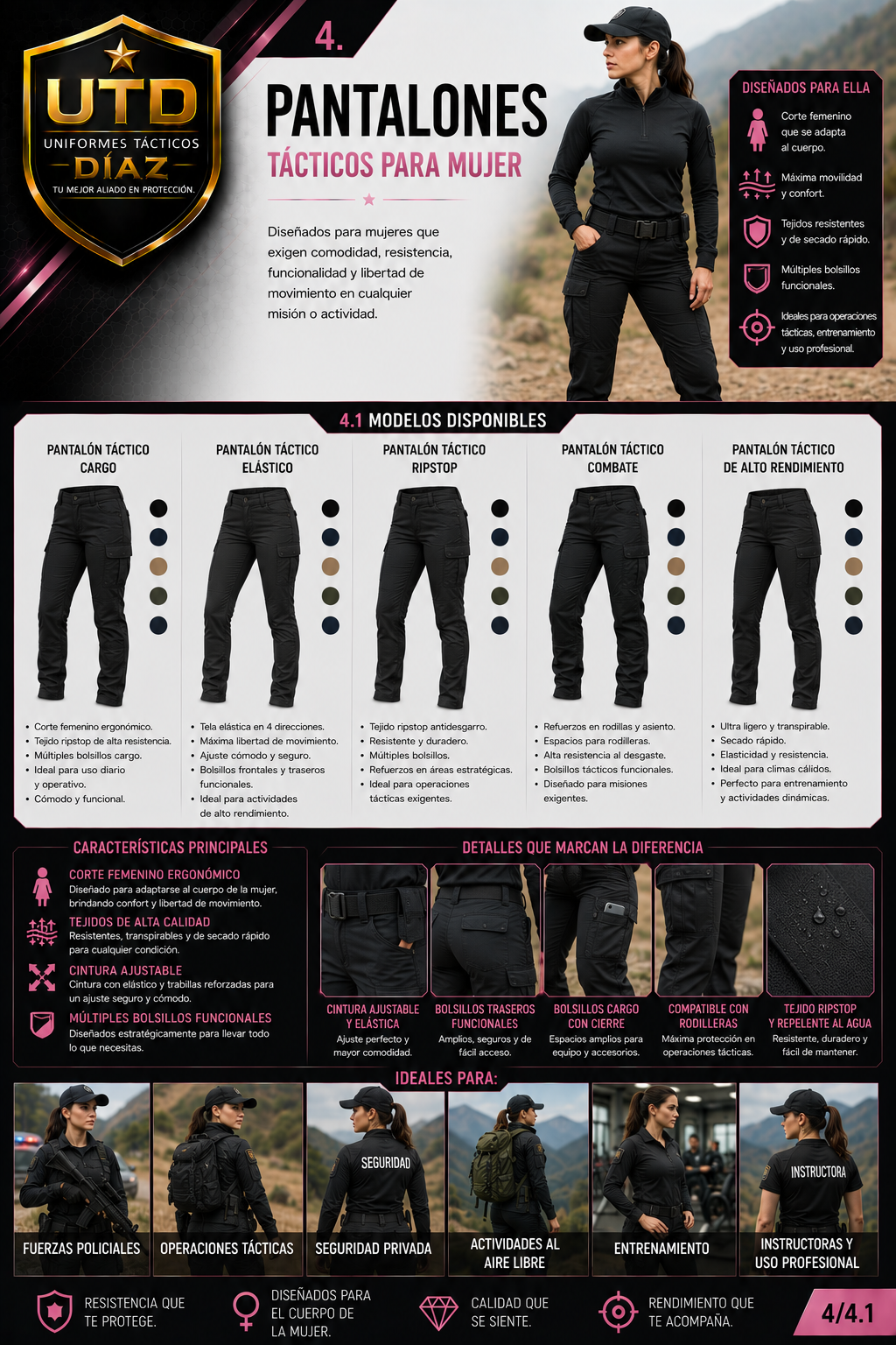 Pantalones tácticos mujer